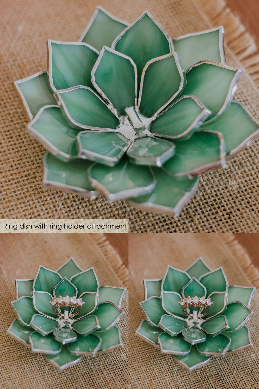 Succulent Shaped Wedding Ring Dish & Creative Ring Pillow Alternative