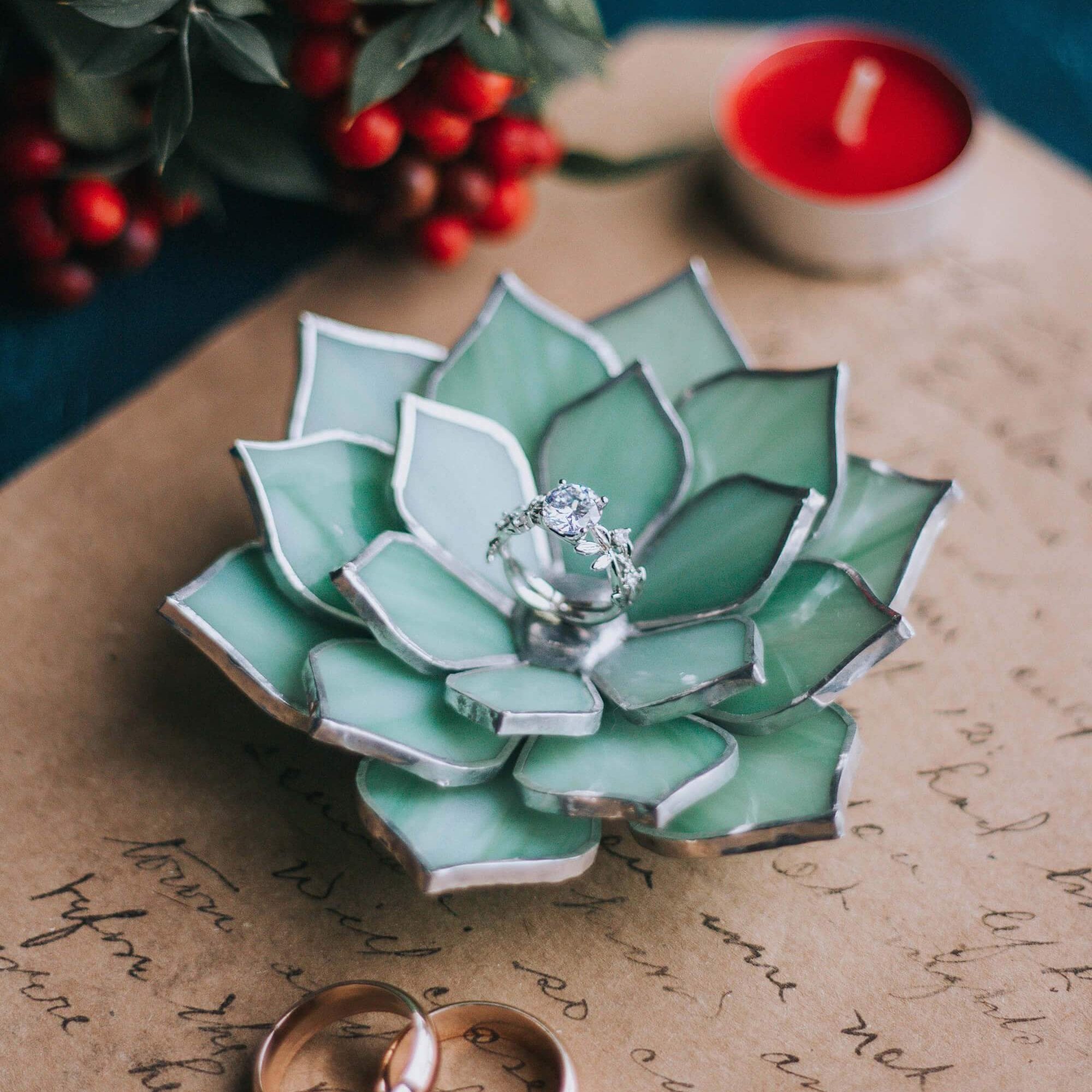 glass succulent holder Stained Glass Succulent Wedding & Engagement Ring Dish – Waen