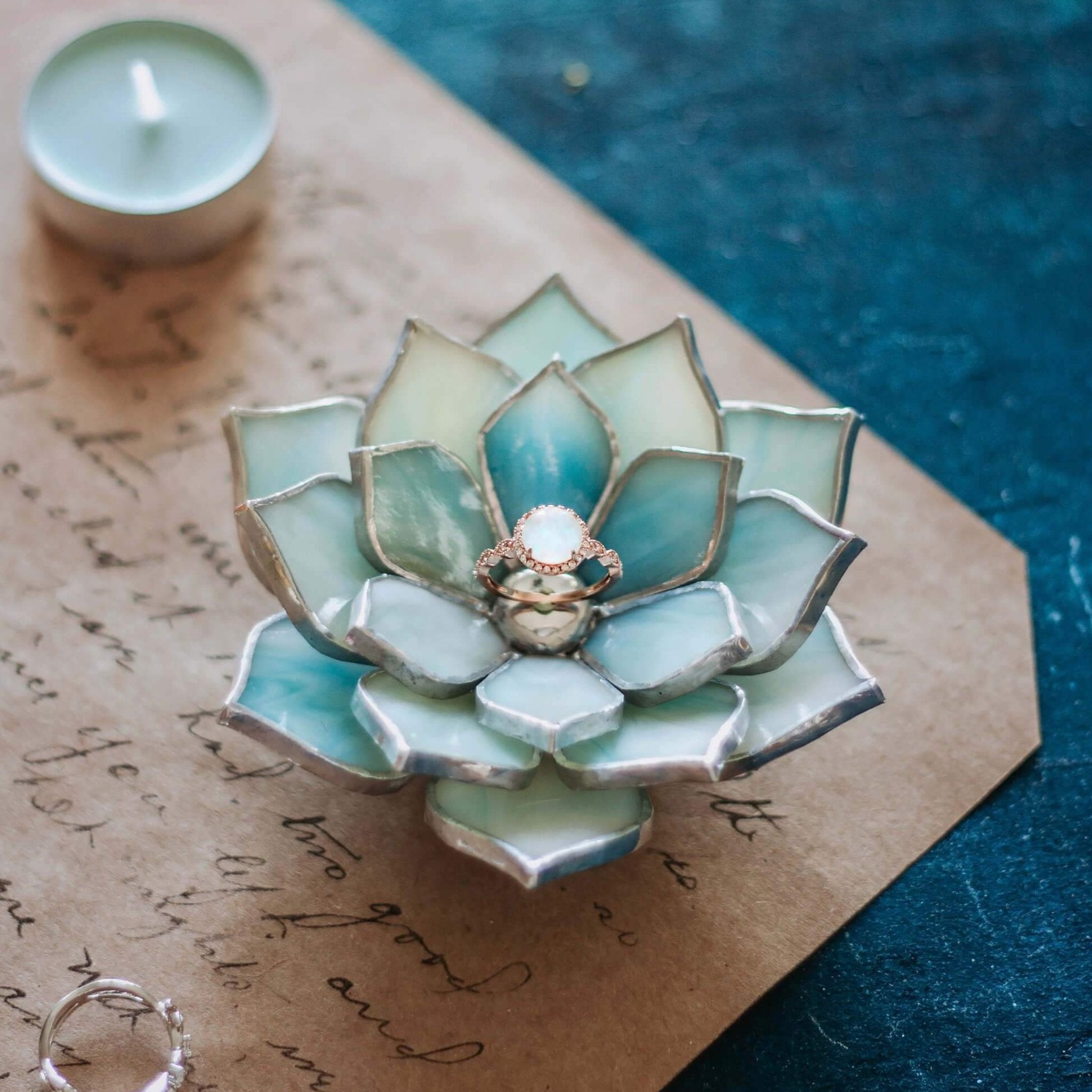 Stained Glass Succulent Ring Holder & Jewelry Dish by Waen