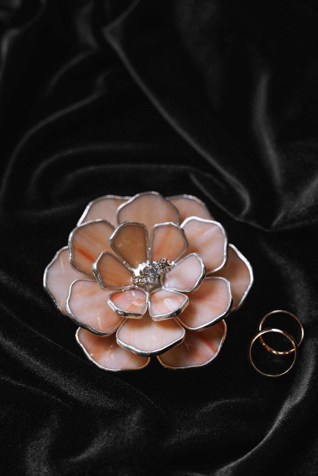 Blush Pink Stained Glass Peony Ring Dish • Dusty Pink