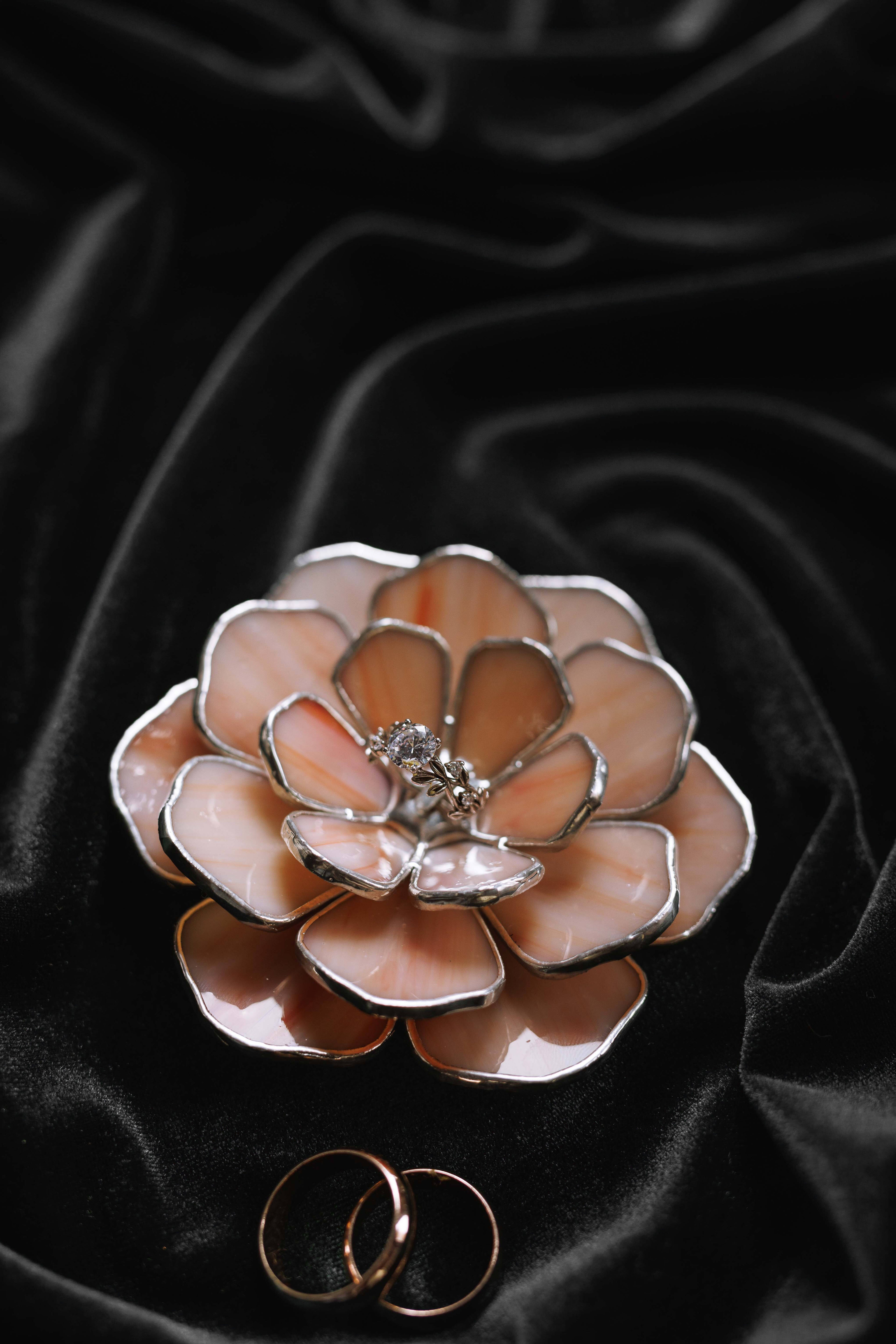 Blush Pink Stained Glass Peony Ring Dish • Dusty Pink