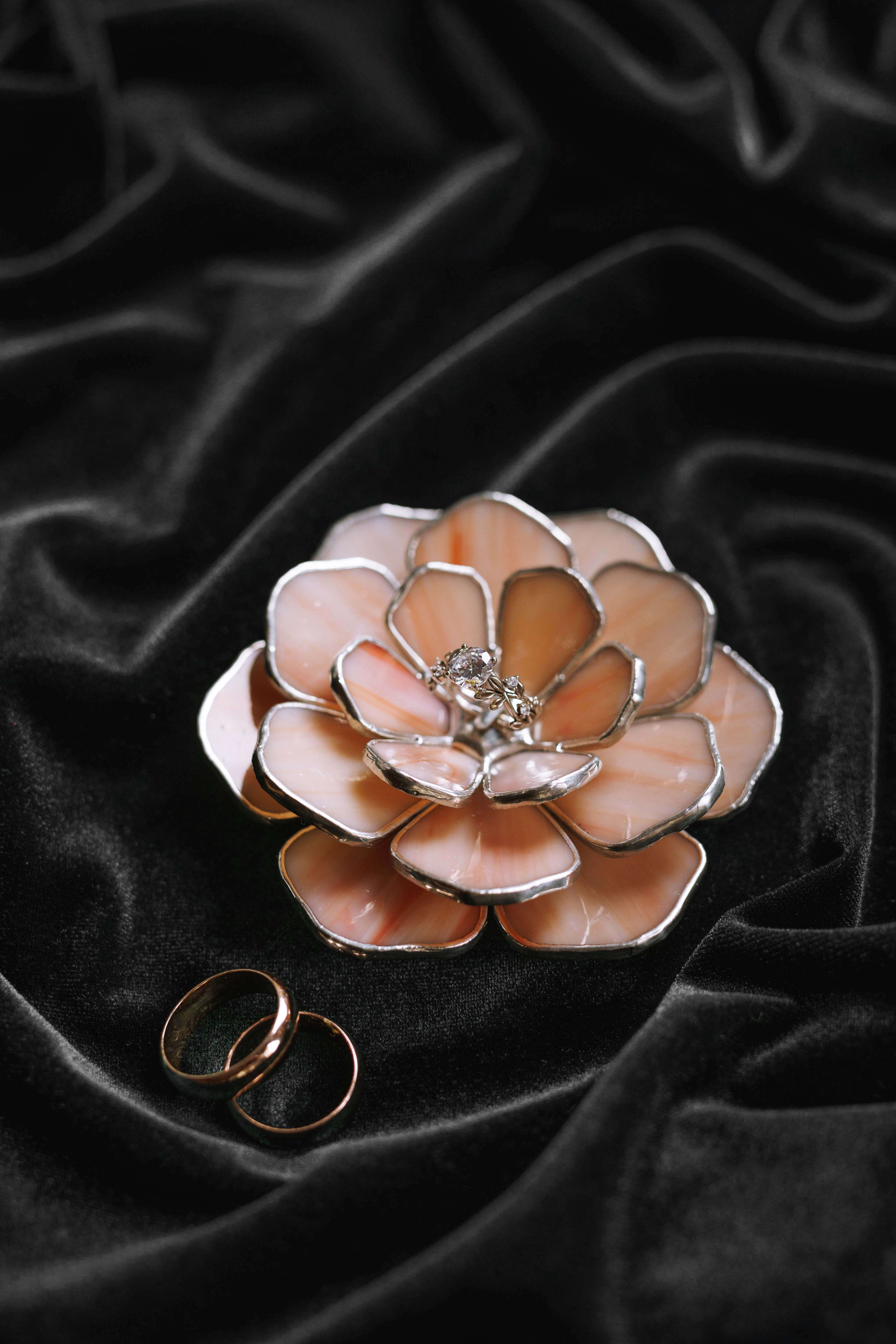 Blush Pink Stained Glass Peony Ring Dish • Dusty Pink