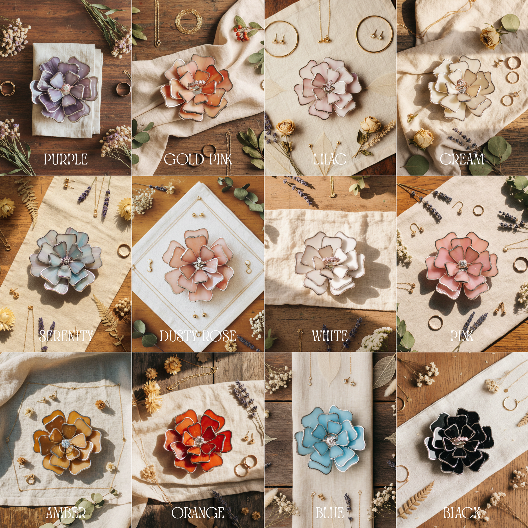 Stained Glass Flower Ring Holder • Vintage Jewelry Dish for Vanity • Elegant Bedside Decor