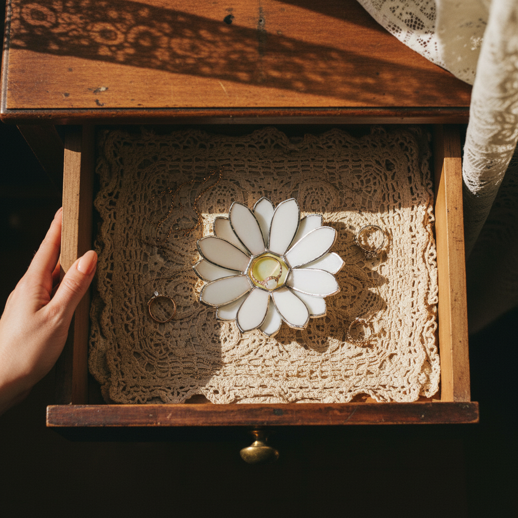 Daisy Ring Holder • Vanity Jewelry Dish • Floral Jewelry Tray for Dressing Table