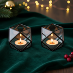 Black patina cuboctahedron pair overhead thumbnail