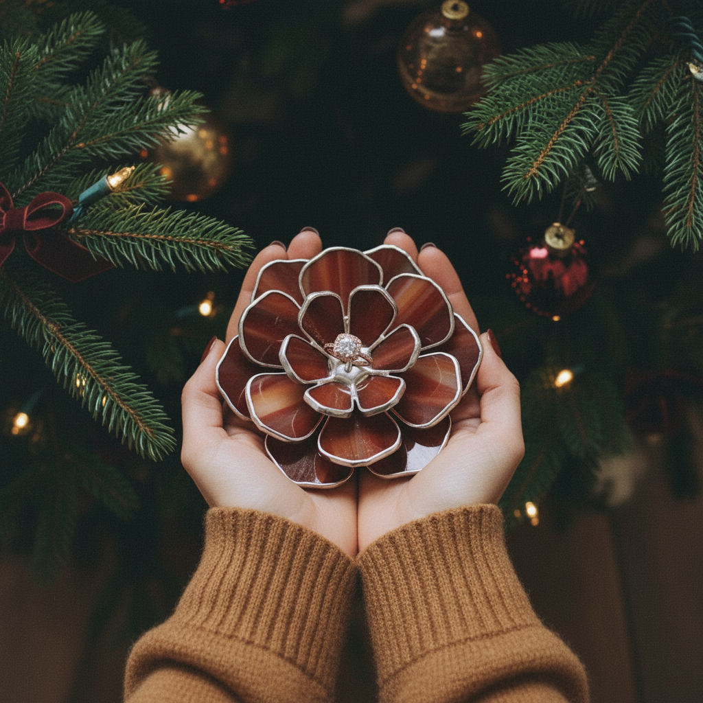 Burgundy ring dish caramel Christmas palette