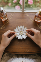 Daisy Ring Holder • Vanity Jewelry Dish • Floral Jewelry Tray for Dressing Table