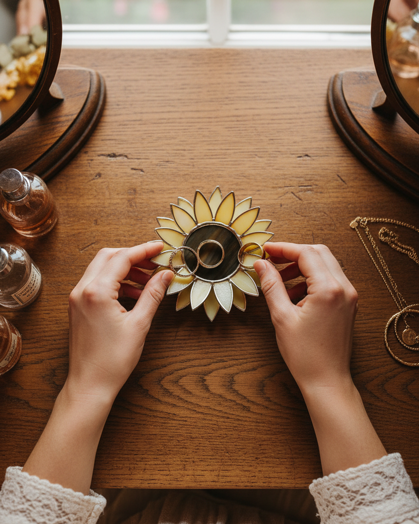 Sunflower Ring Dish • Floral Jewelry Dish for Mother's Day