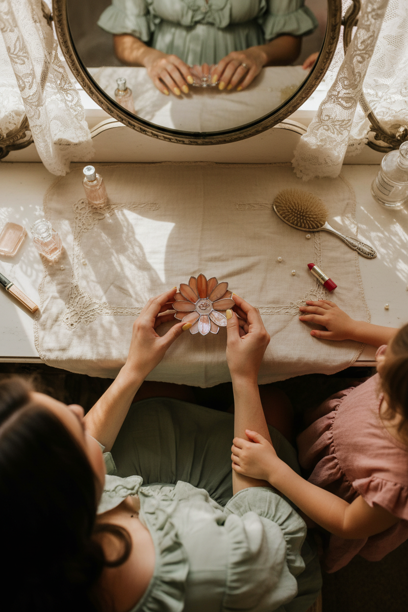 Stained Glass Daisy Ring Dish • Mother Daughter Gift • Floral Jewelry Dish • Sentimental Keepsake