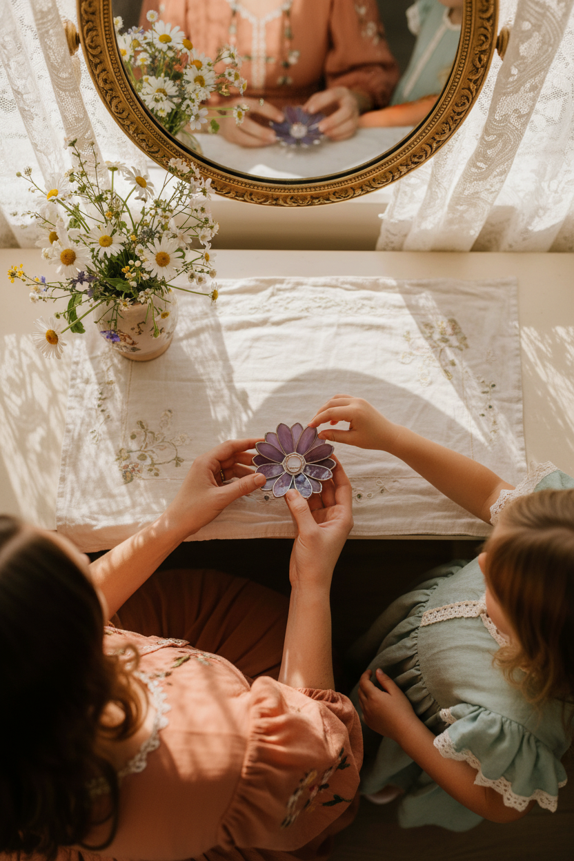 Daisy Ring Holder • Vanity Jewelry Dish • Floral Jewelry Tray for Dressing Table