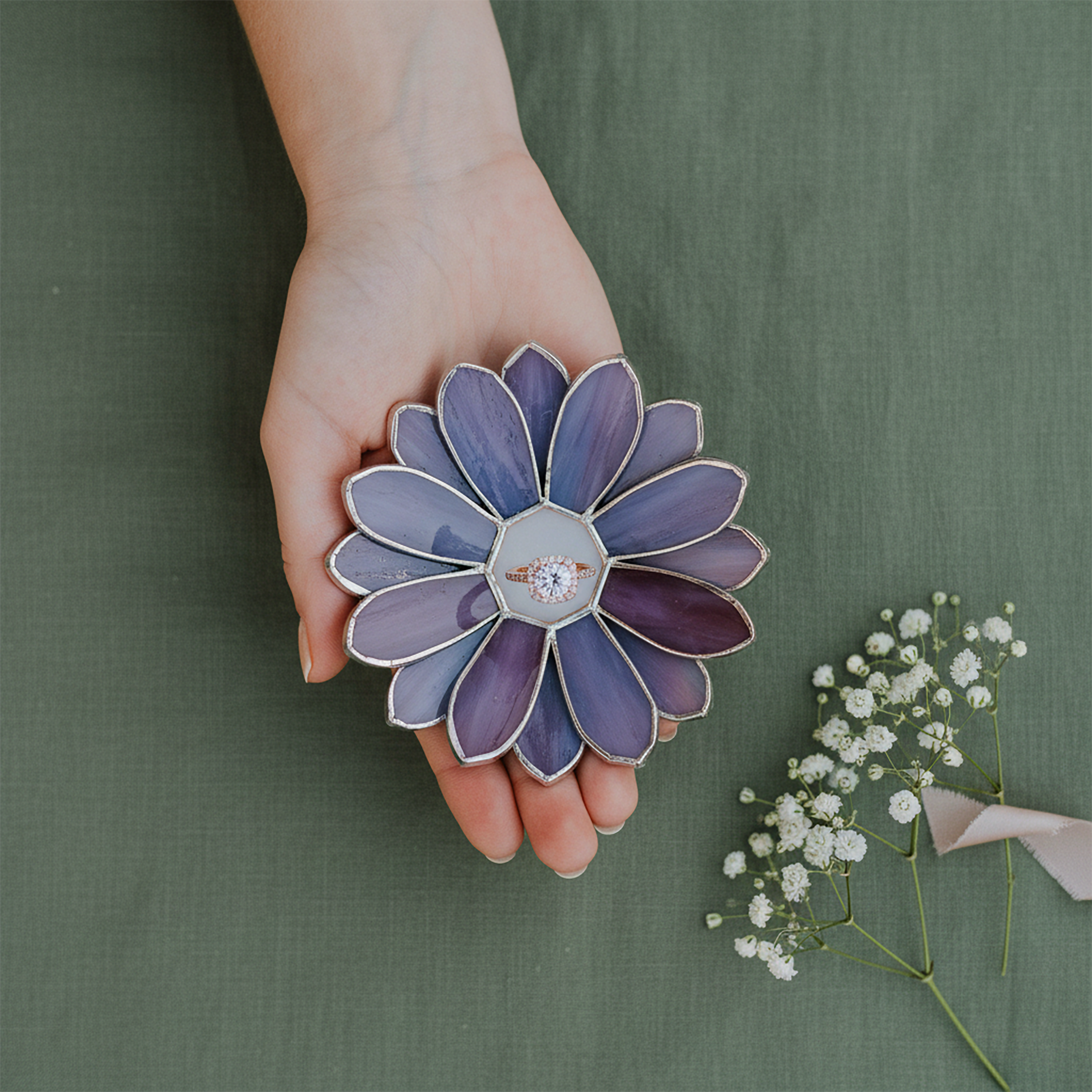 Glass Daisy Ring Dish