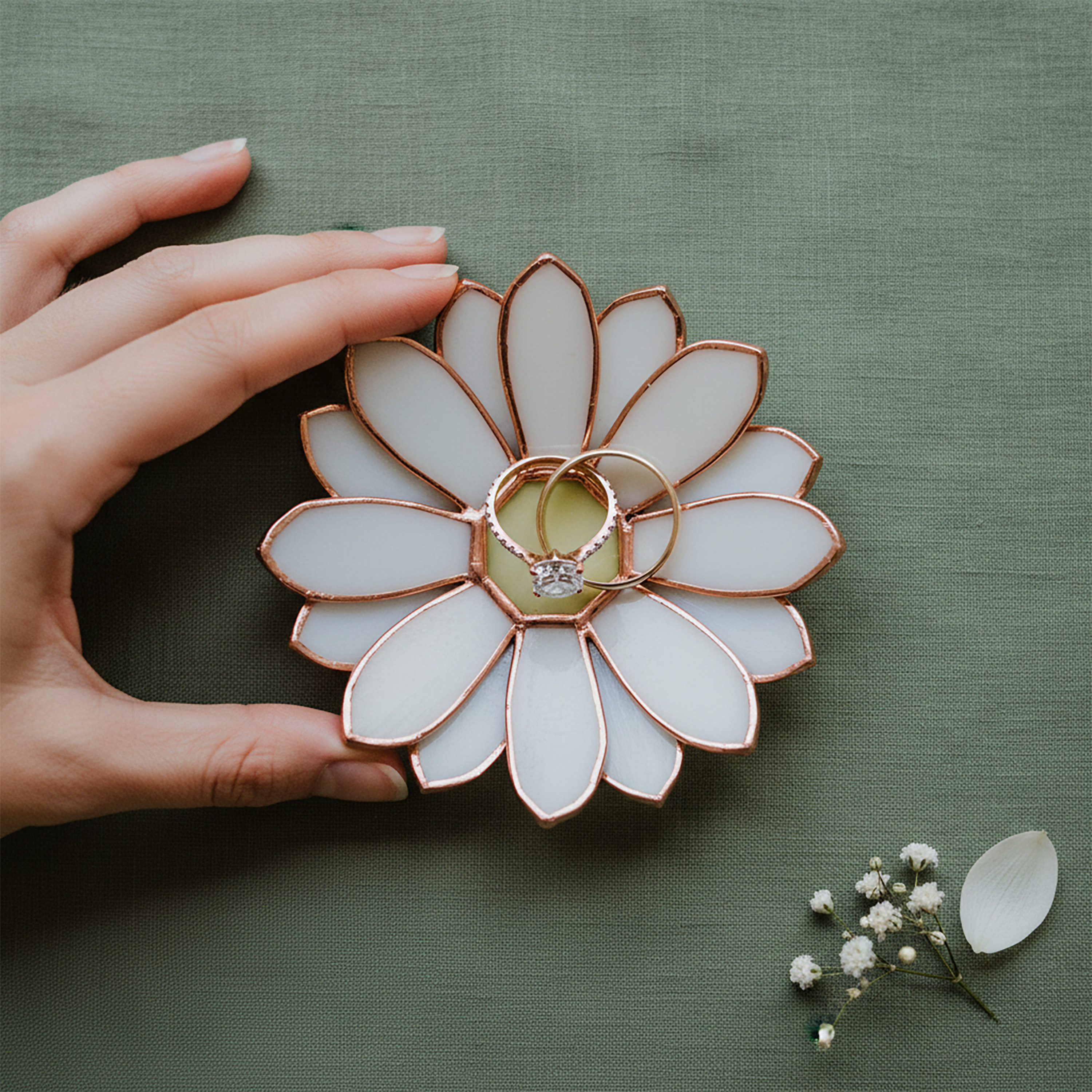 Stained Glass Daisy Ring Dish • Mother Daughter Gift • Floral Jewelry Dish • Sentimental Keepsake