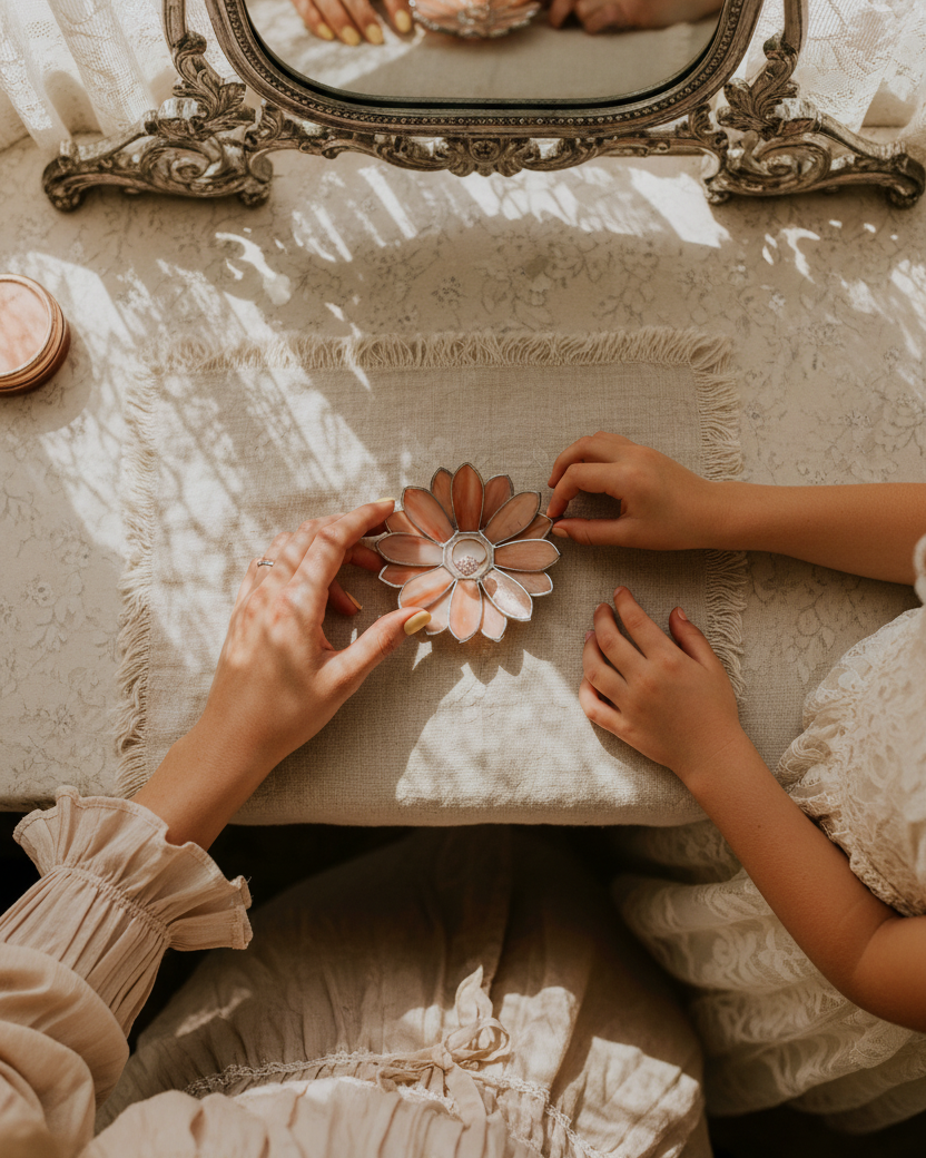 Stained Glass Daisy Ring Dish • Floral Jewelry Dish for Grandmother • Mother's Day Keepsake