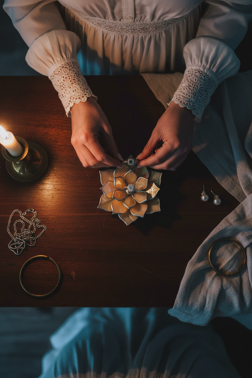 El Yapımı Opal Vitray Yüzük Tabağı – Çiçek Şeklinde Takı Tutucu