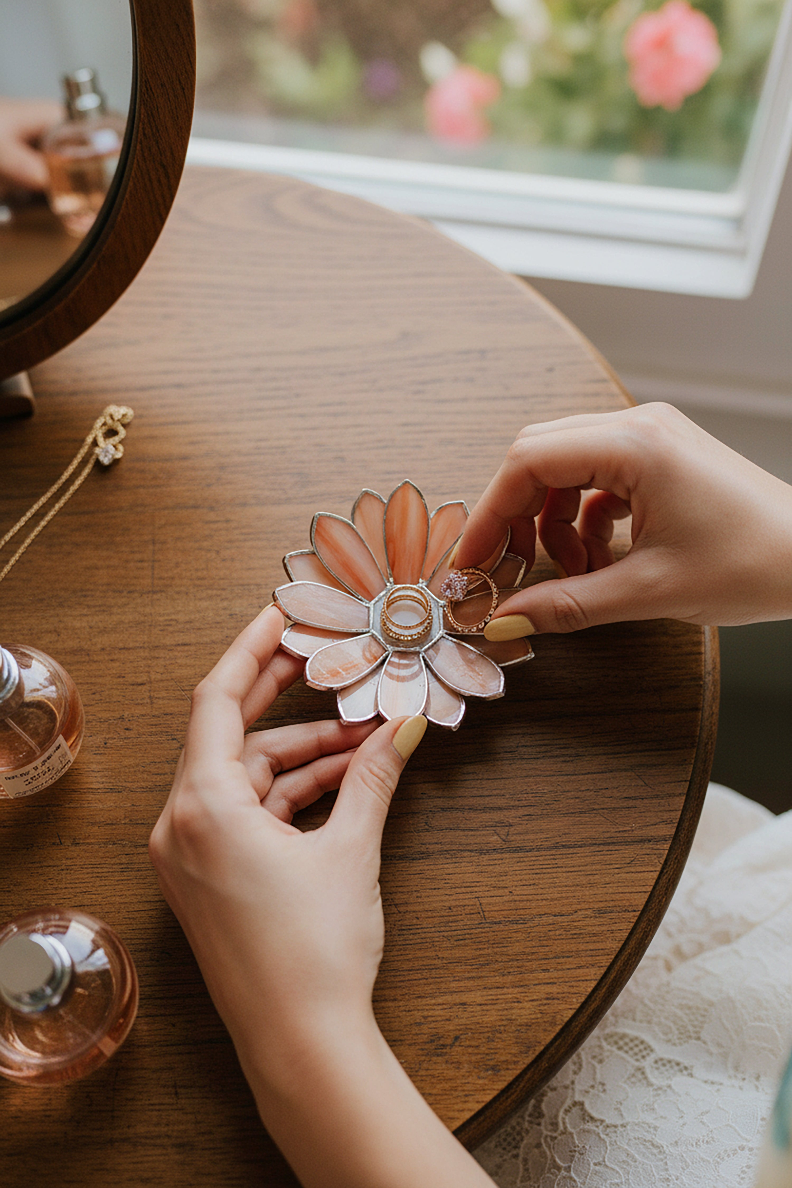 Glass Daisy Ring Dish