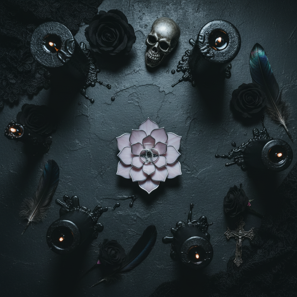 El Yapımı Opal Vitray Yüzük Tabağı – Çiçek Şeklinde Takı Tutucu