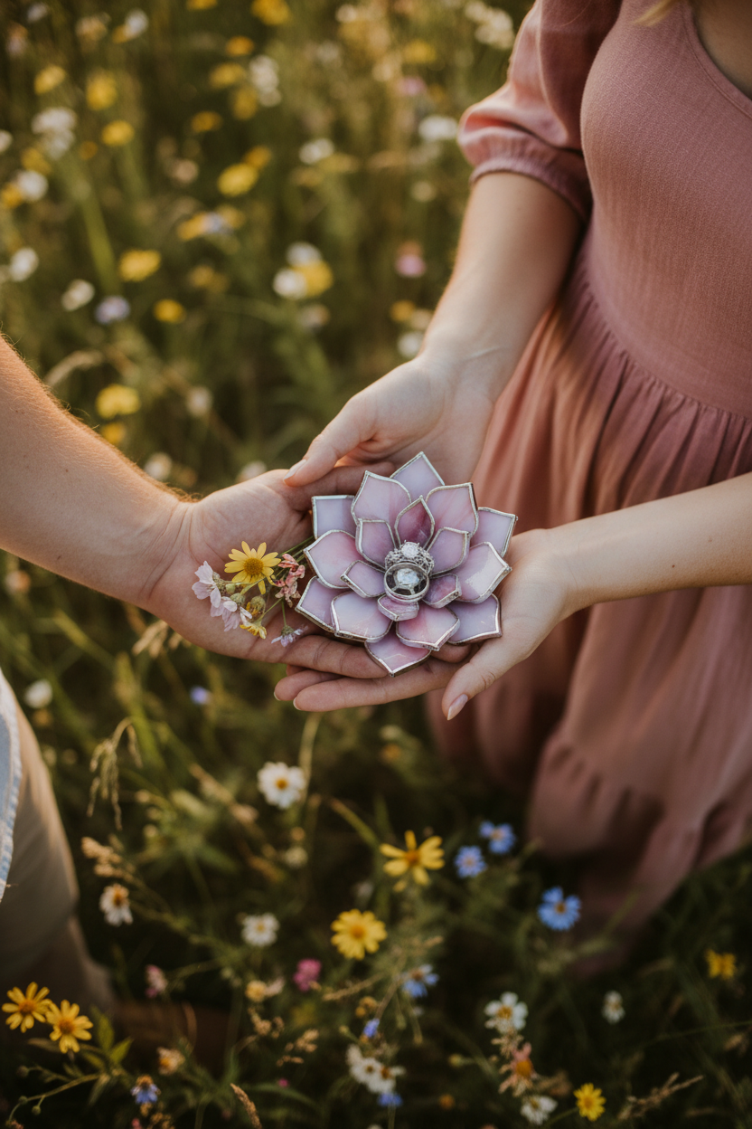 Stained Glass Flower Ring Dish • Wildflower Wedding Decor