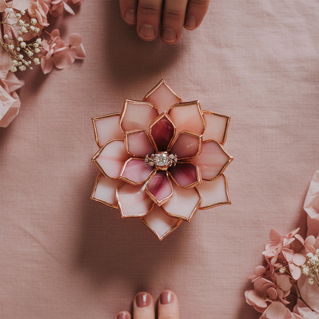Stained Glass Lotus Ring Holder • Engagement Ring Dish