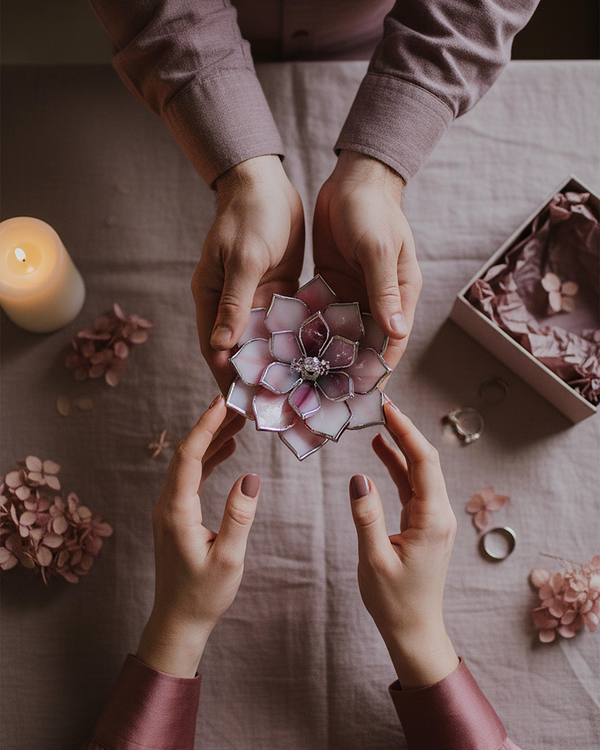 Stained Glass Lotus Ring Holder • Engagement Ring Dish