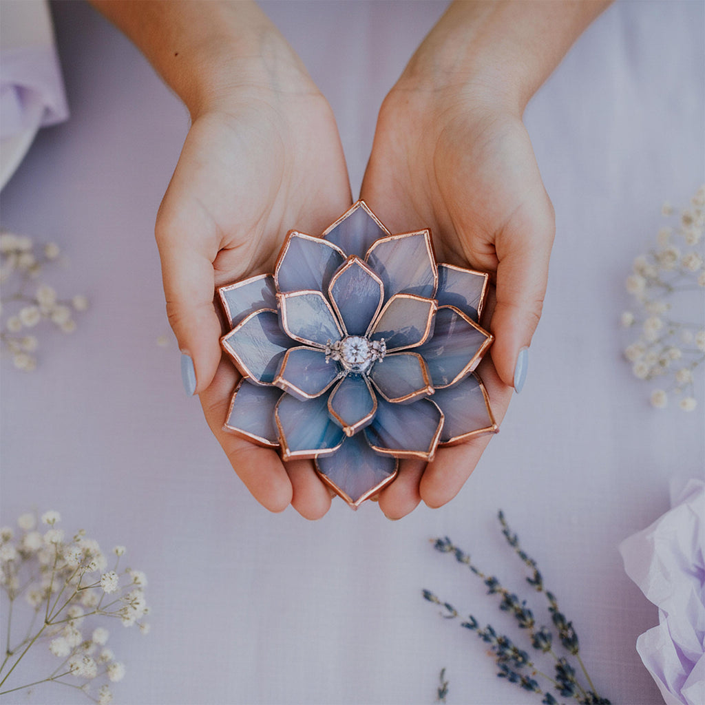 Stained Glass Lotus Ring Holder • Engagement Ring Dish