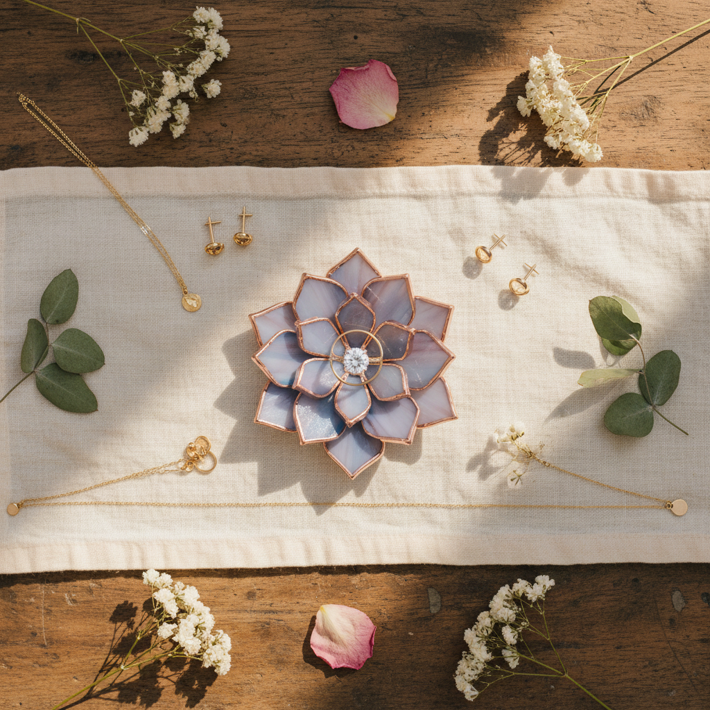 Cottagecore Proposal Ring Dish • Stained Glass Engagement Ring Holder