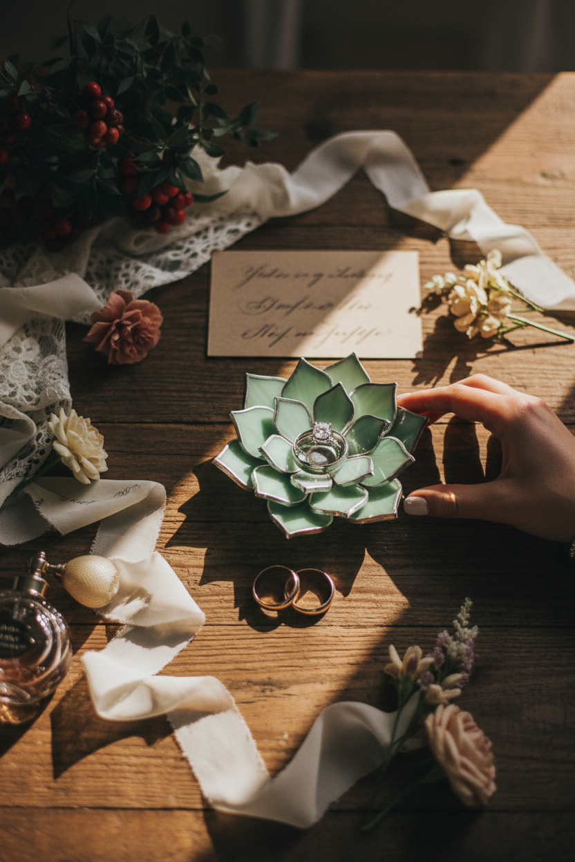 Cottagecore Proposal Ring Dish • Stained Glass Engagement Ring Holder
