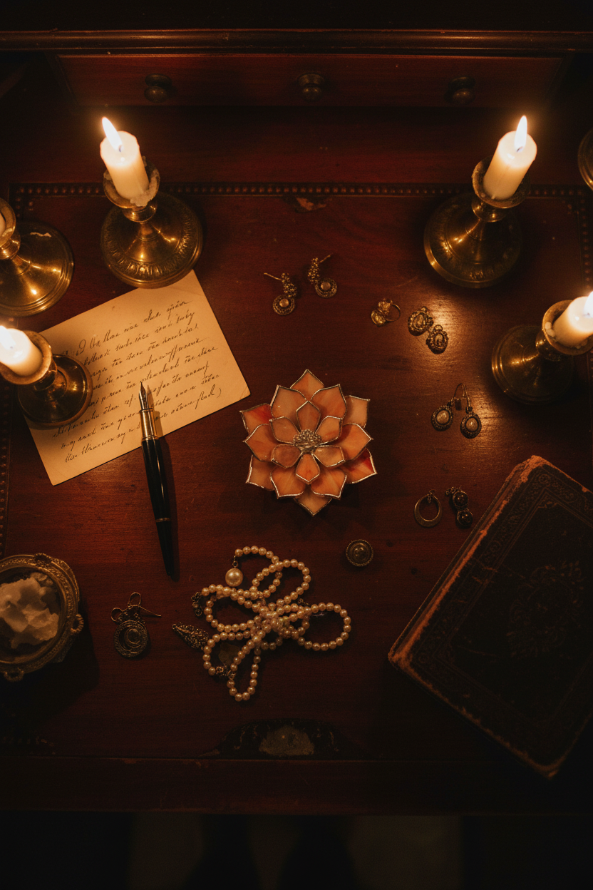 Stained Glass Ring Dish • Romantic & Dark Academia Vanity Decor • Floral Nightstand Jewelry Dish