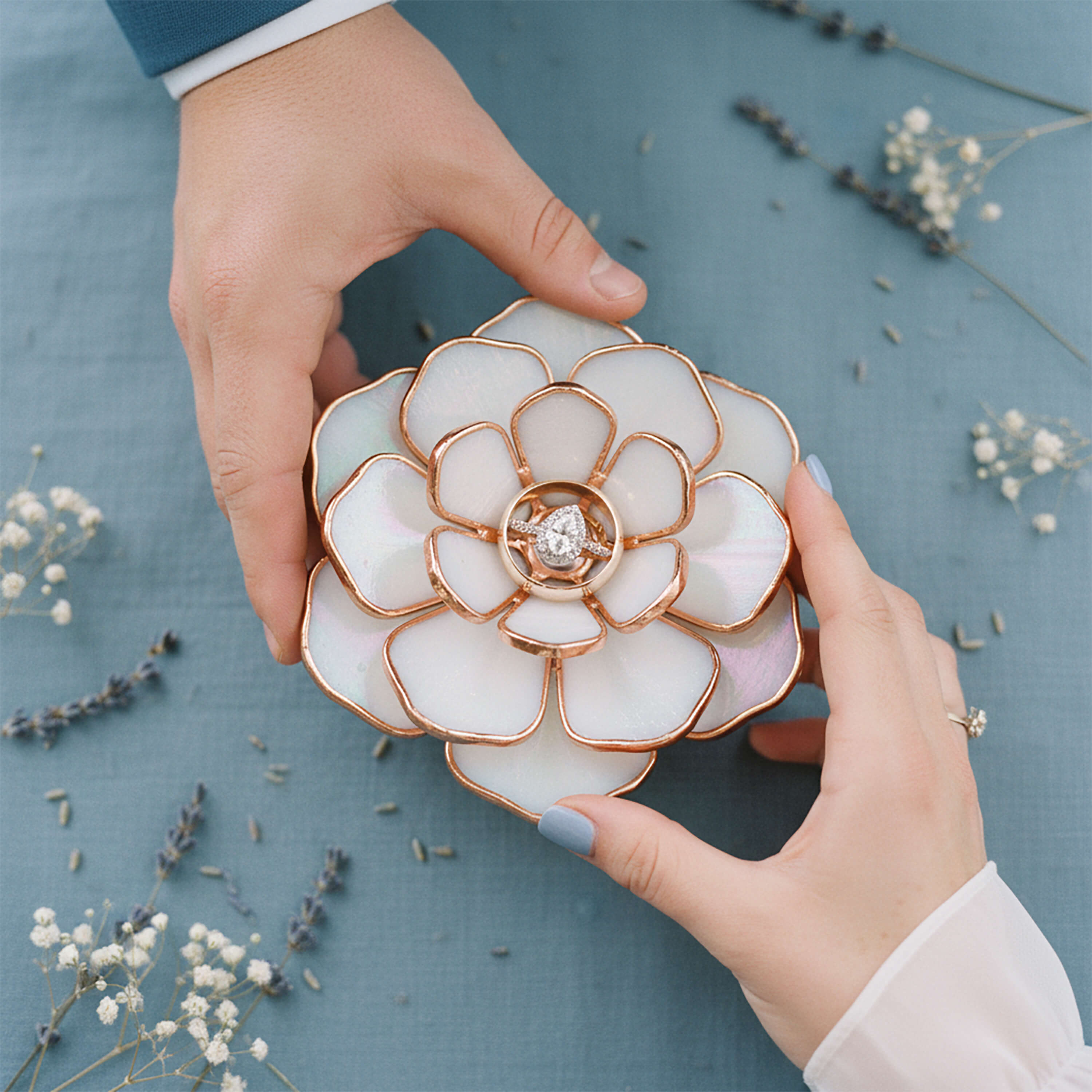 Blush Pink Stained Glass Peony Ring Dish • Dusty Pink
