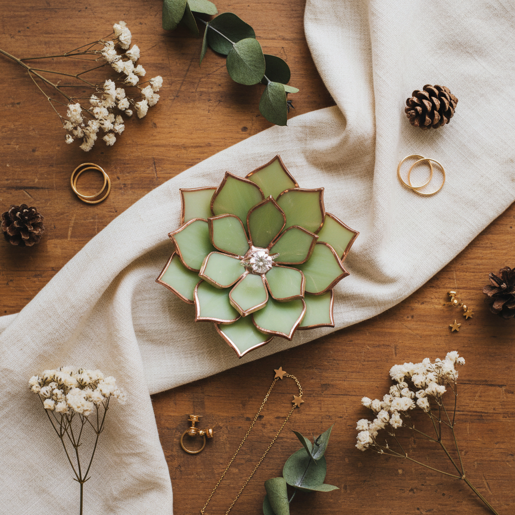 Cottagecore Proposal Ring Dish • Stained Glass Engagement Ring Holder