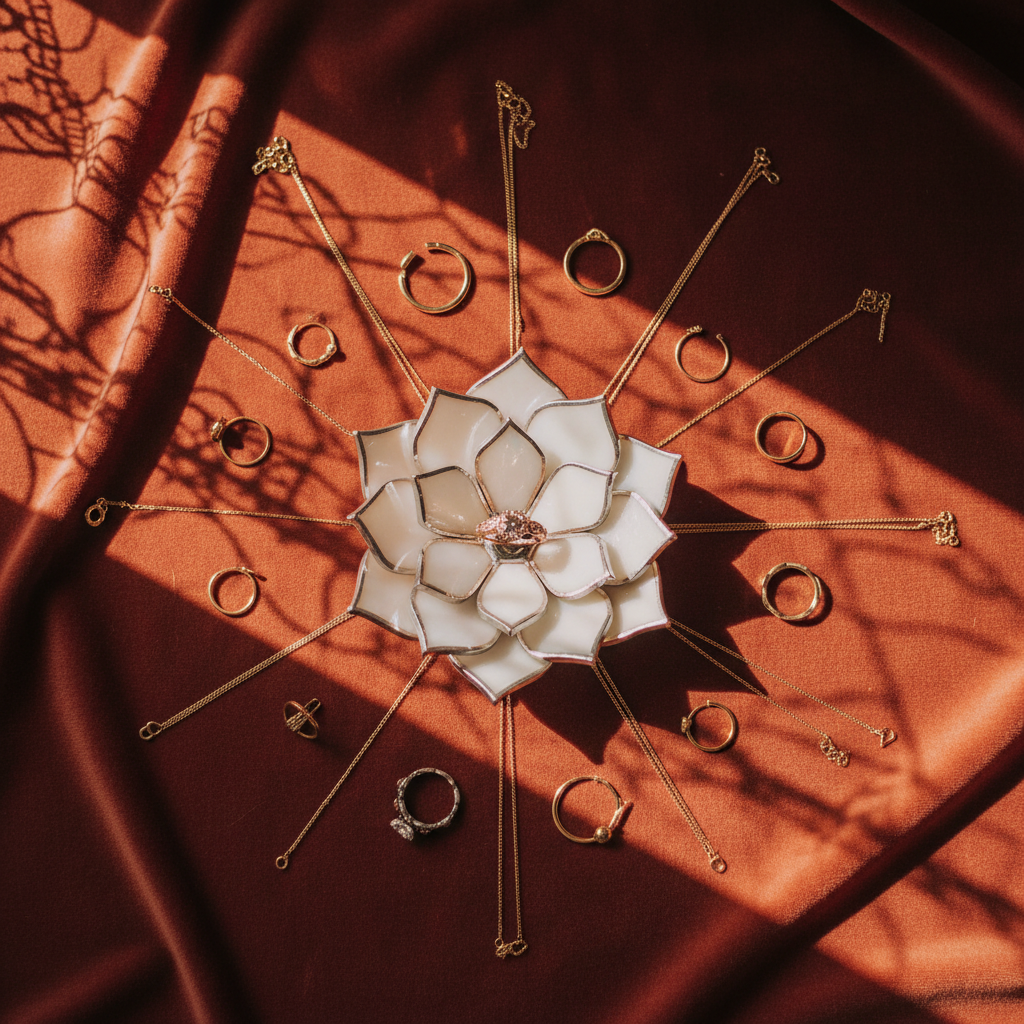 Glass Succulent Jewelry Dish • Handmade Vanity Decor • Vintage Inspired Mom Gift