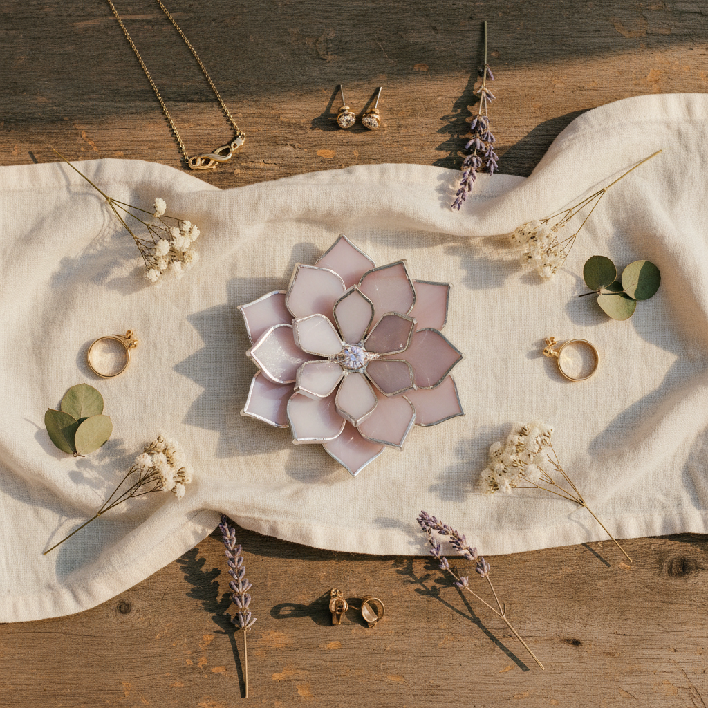 Cottagecore Proposal Ring Dish • Stained Glass Engagement Ring Holder