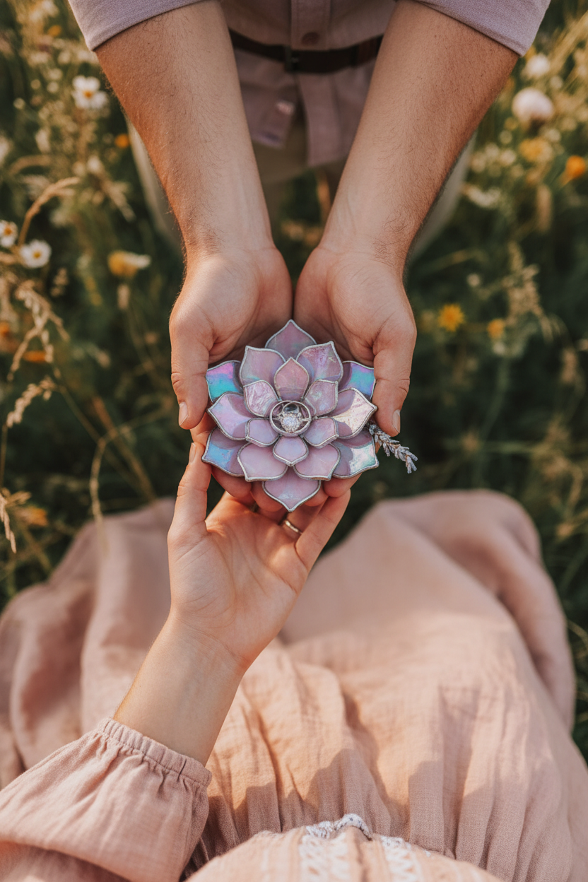 Stained Glass Flower Ring Dish • Wildflower Wedding Decor
