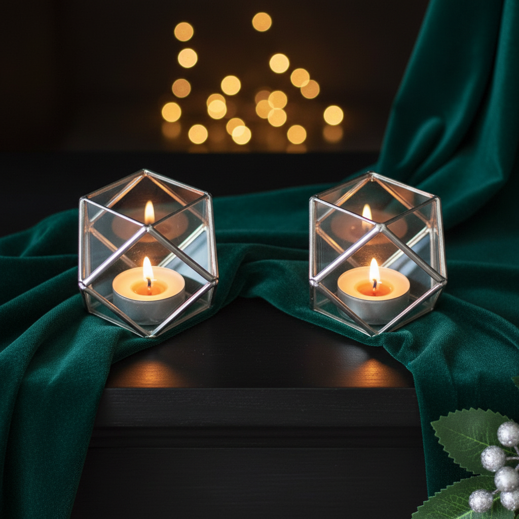 Silver cuboctahedron pair overhead thumbnail