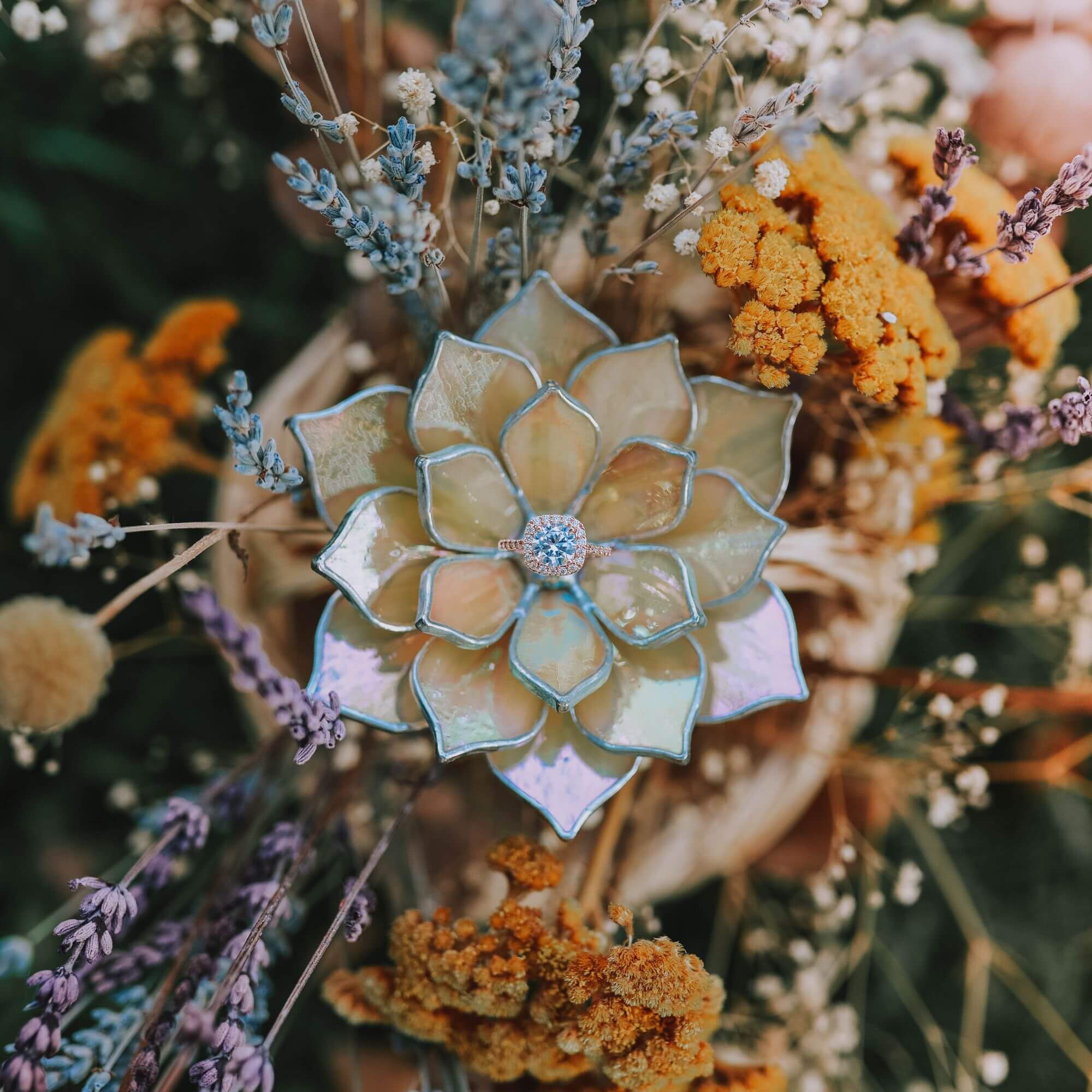 Stained Glass Lotus Ring Dish • Bridesmaid Gift Set