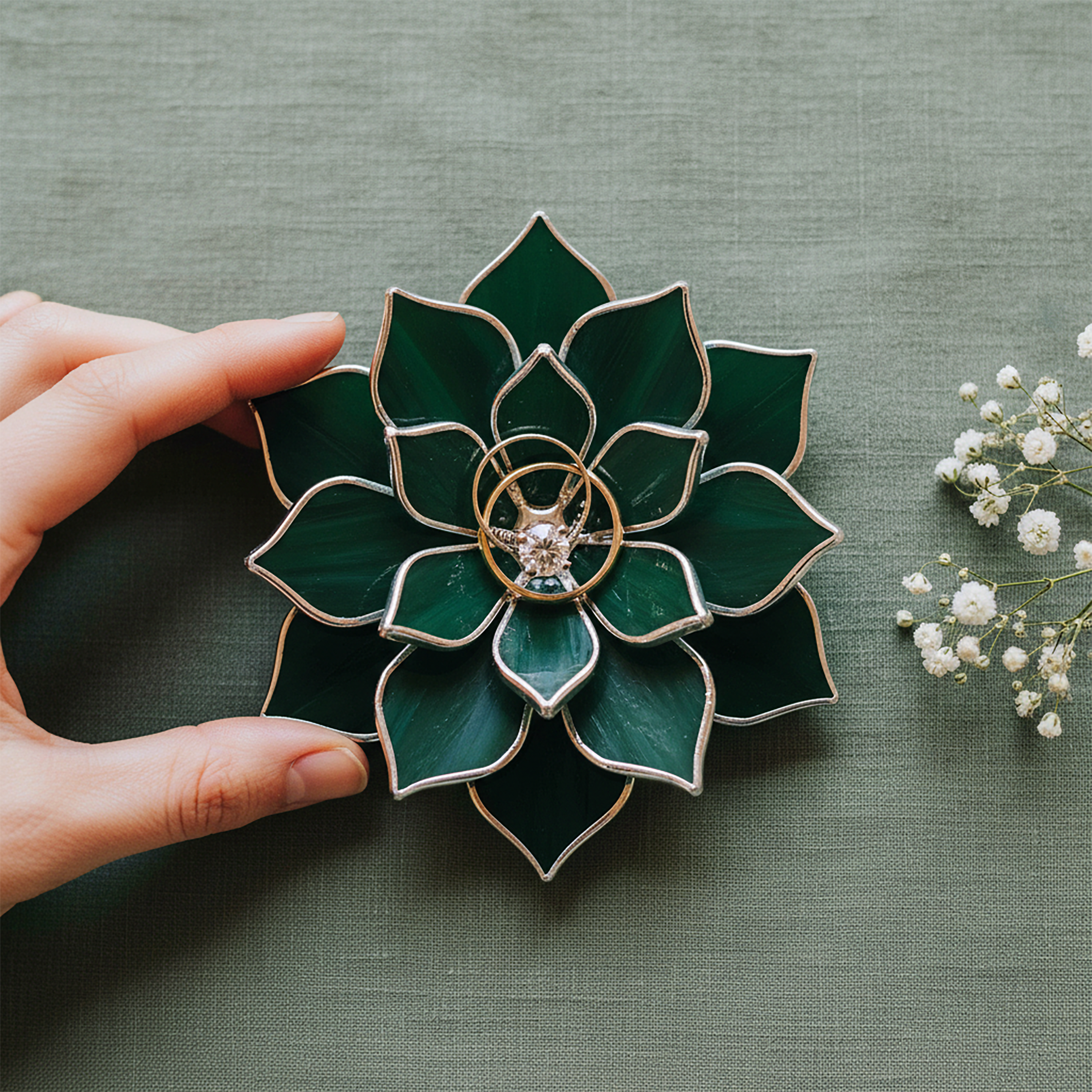 Minimal Stained Glass Ring Dish • Everyday Jewelry Holder • Small Trinket Tray for Daily Use