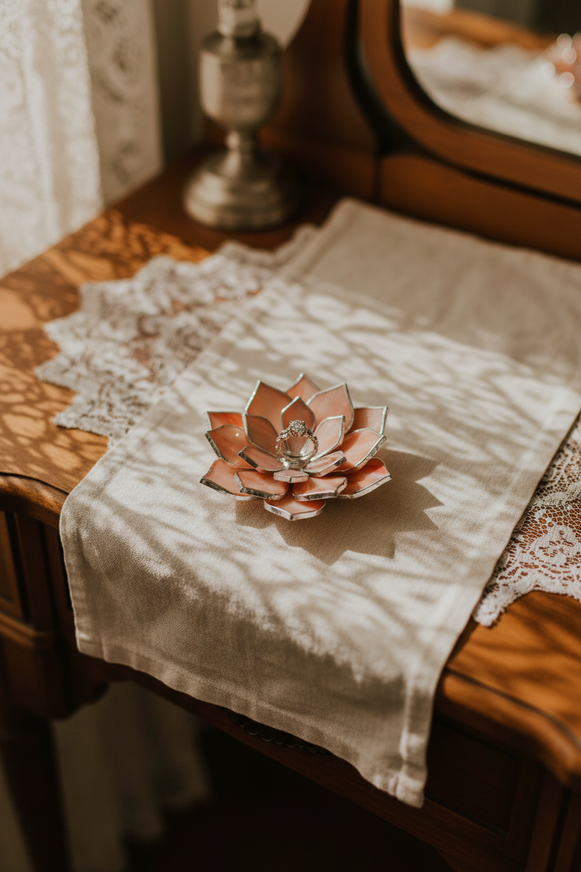 Cottagecore Proposal Ring Dish • Stained Glass Engagement Ring Holder