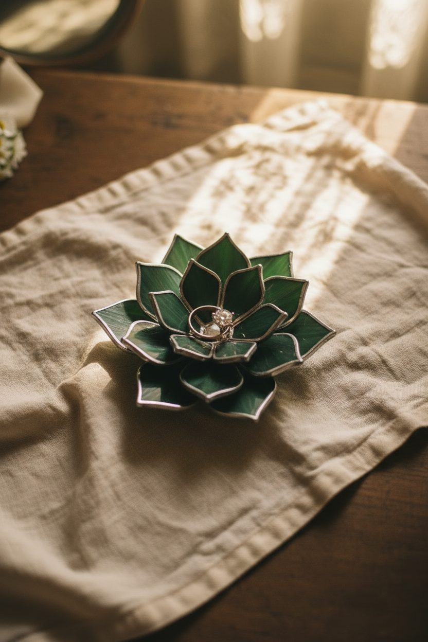 Cottagecore Proposal Ring Dish • Stained Glass Engagement Ring Holder