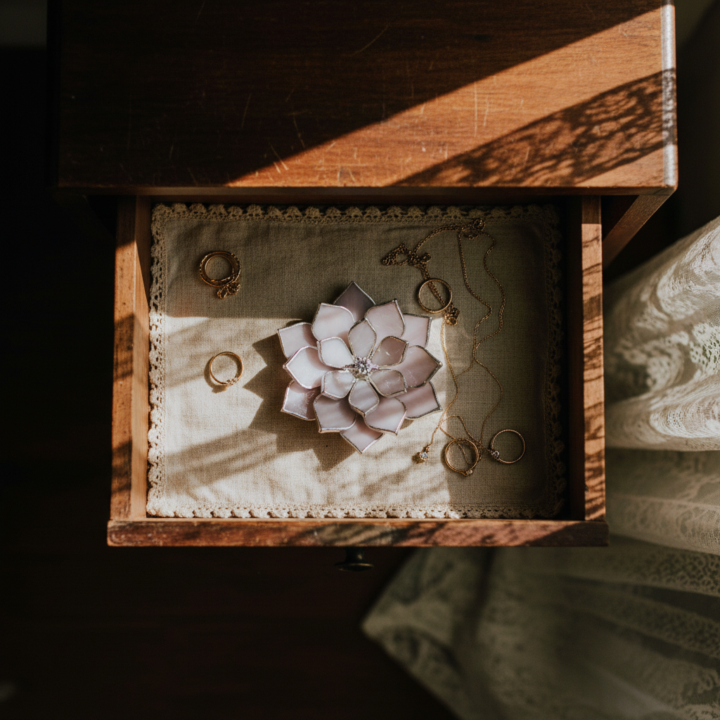 Stained Glass Ring Dish • Victorian Style Jewelry Holder • Gothic Vanity Decor