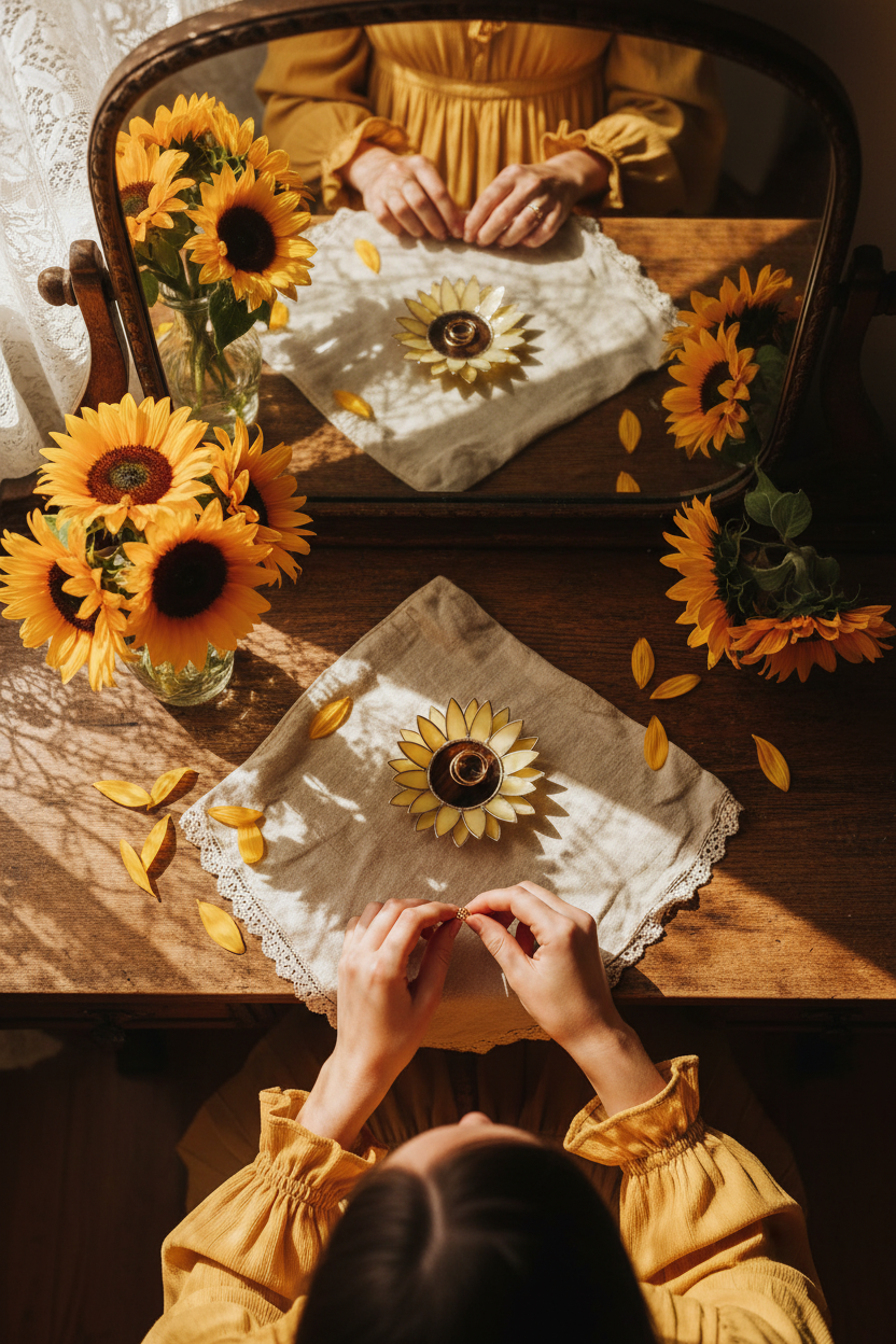 Sunflower Ring Dish • Mother Daughter Gift • Floral Jewelry Dish