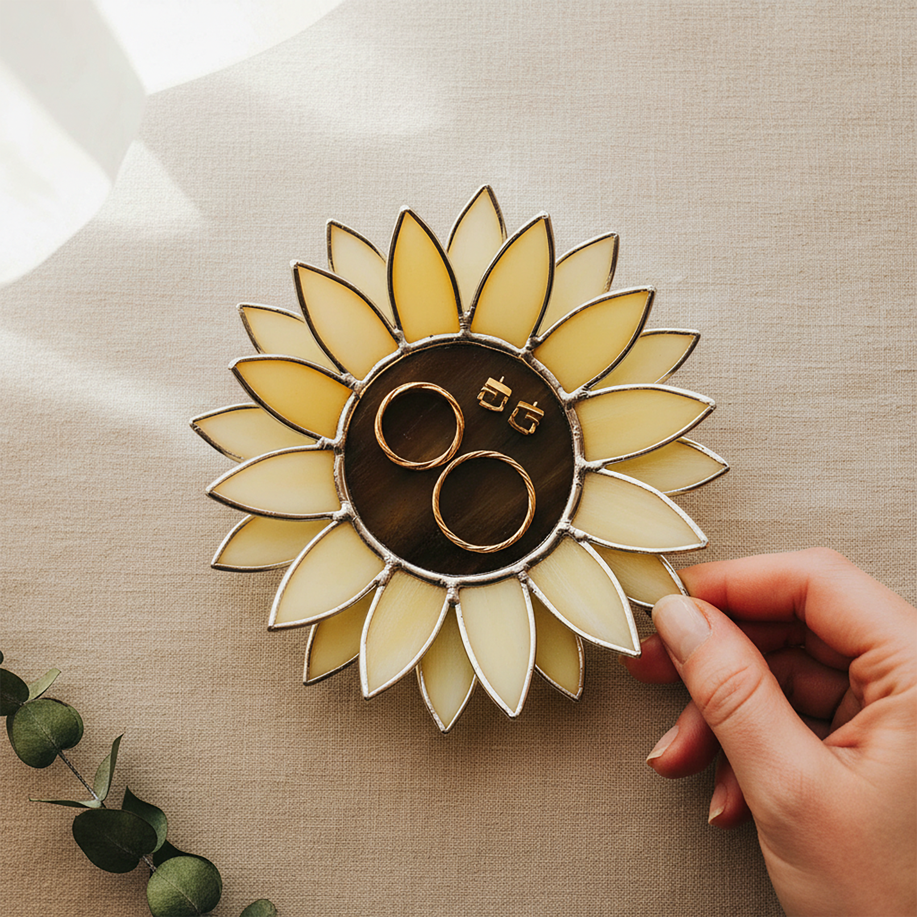 Sunflower Ring Dish • Floral Jewelry Dish for Grandmother • Mother's Day Keepsake