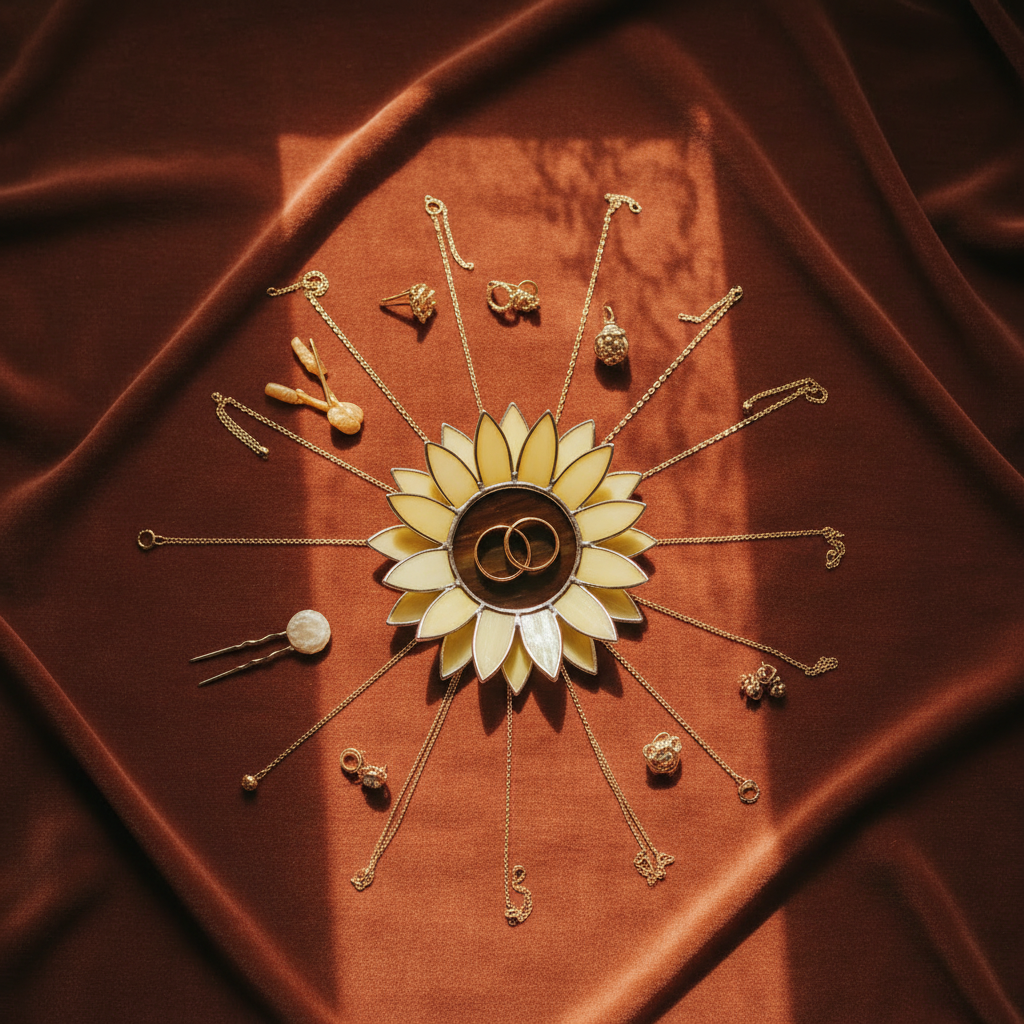 Handcrafted Sunflower Ring Dish • Cottagecore Jewelry Holder Tray • Summer Decor