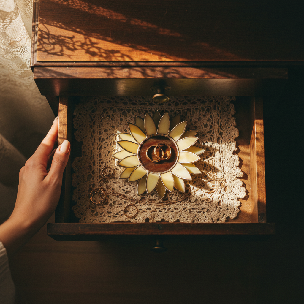 Sunflower Ring Dish • Floral Jewelry Holder for Vanity, Dressing Table Small Dish (4