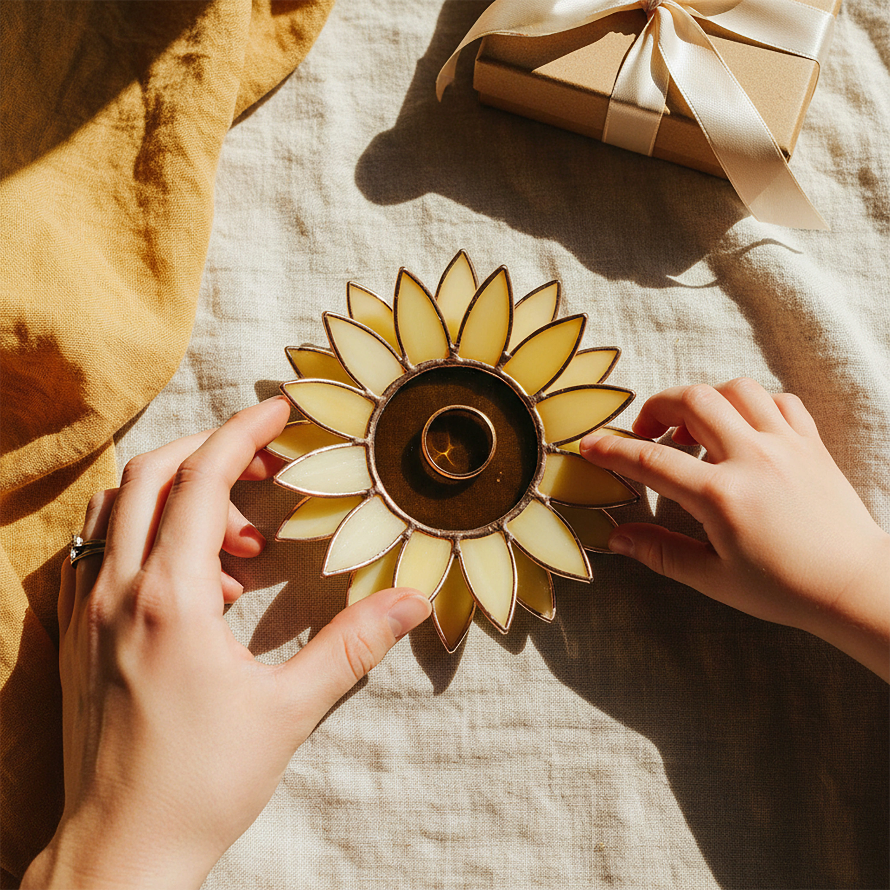 Sunflower Ring Dish • Mother Daughter Gift • Floral Jewelry Dish