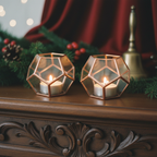 Tall copper geometric pair front view