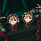 Tall copper geometric pair overhead view