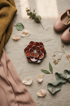 Stained Glass Peony Ring Dish • Ruby