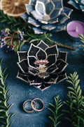black succulent wedding ring dish