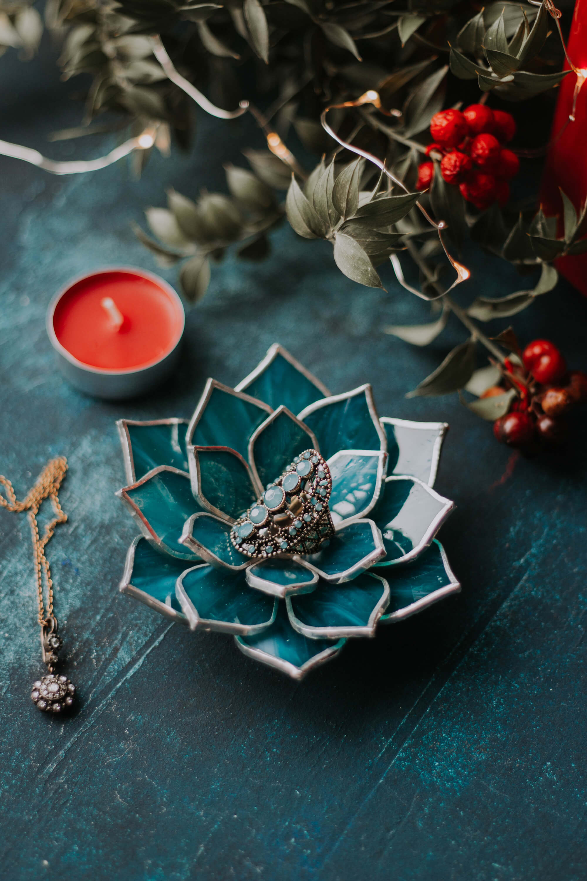 succulent candle rings Stained Glass Succulent Ring Holder & Jewelry Dish by Waen