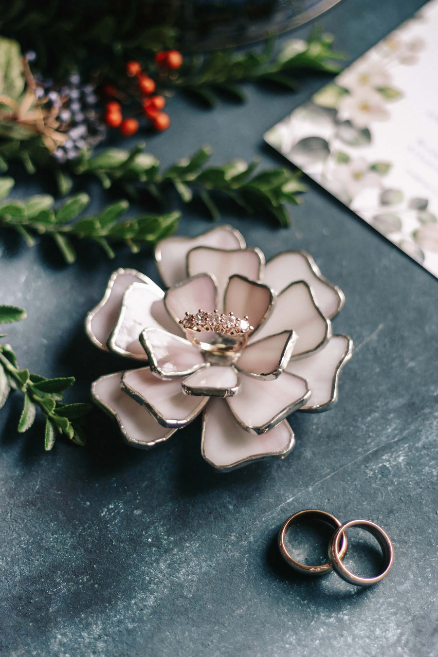 floral wedding ring holder