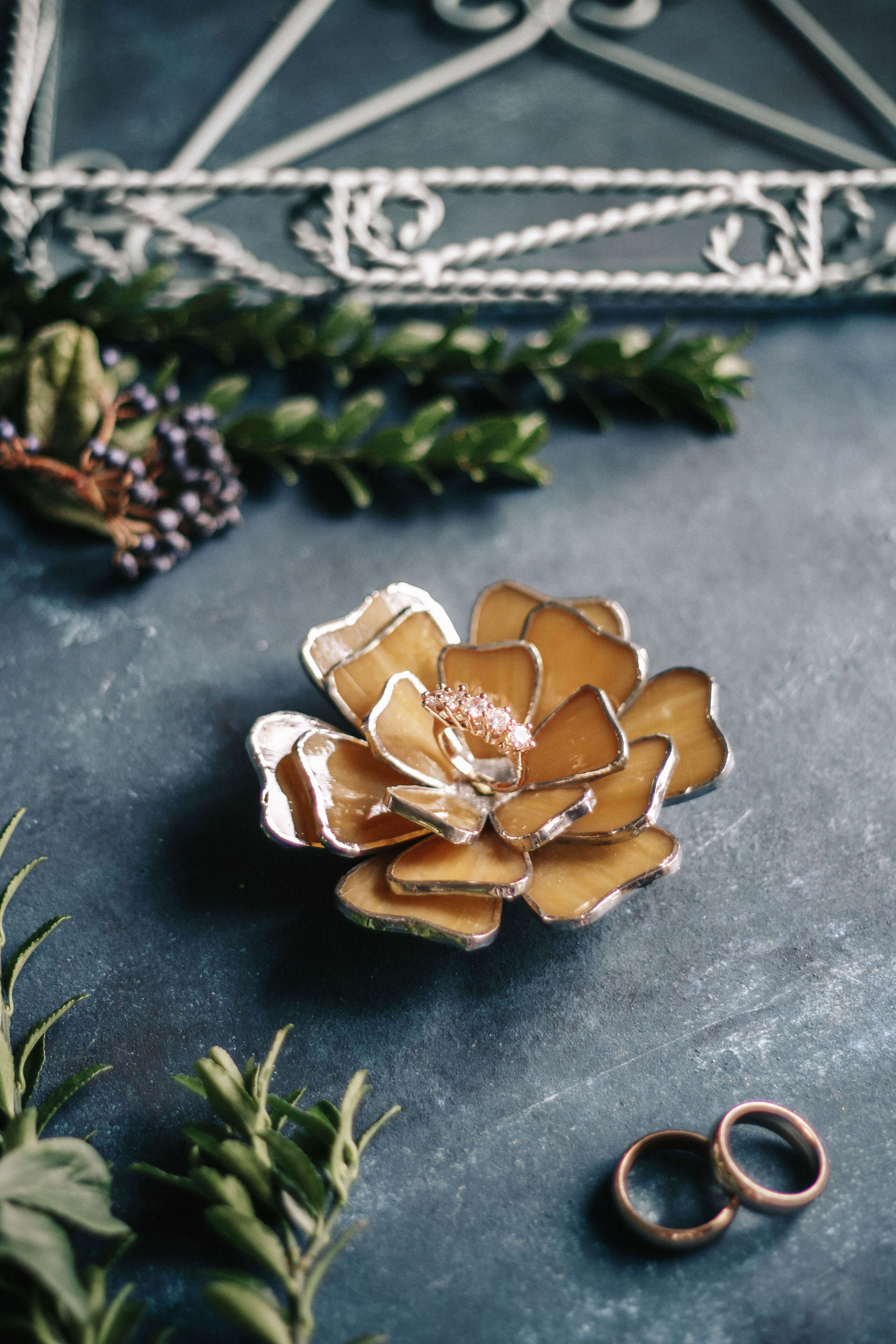 floral wedding ring dish